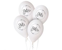 Latex baloni 30 cm Mr&Mrs white 4/1
