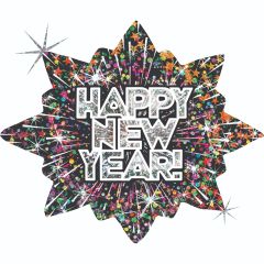 Maxi Happy New Year Star Holographic folijski balon