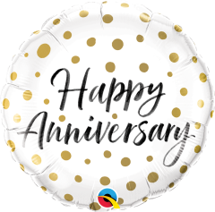 Standard Happy Anniversary Gold Dots folijski balon