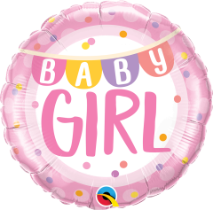 Standard Baby Girl Banner & Dots folijski balon