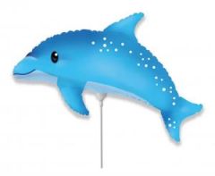 Mini 14"FX Delfin Blue folijski balon na štapiću