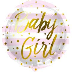 Standard Baby Girl Dots & Stripes Pink folijski balon