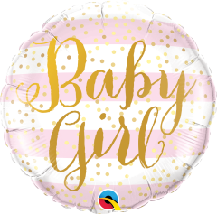 Standard Baby Girl Pink Stripes folijski balon