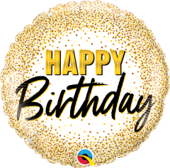 Standard Bday Gold Glitter Dots folijski balon