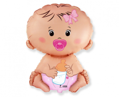 Mini 14"FX Baby Girl Pink  folijski balon na štapiću 