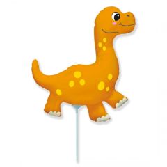 Mini Little Dino Diplo Yellow  folijski balon na štapiću