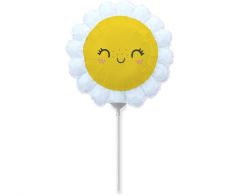 Mini 14" Smiling Daisy White folijski balon na štapiću