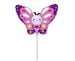 Mini Butterfly Pink folijski balon na štapiću