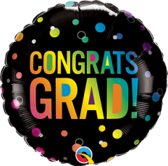 Standard Congrats Grad Ombre Dots black folijski balon