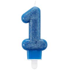 Rođendanska svjećica broj 1 Blue Glitter
