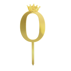 Dekoracija za tortu broj 0 s krunicom gold