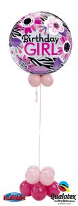 Helijska balonska skulptura Bubble Bday Pink Zebra