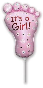 Mini It s a Girl Pink folijski balon na štapiću