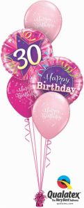 Buket balona 30th Birthday Shining Star Pink