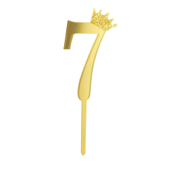 Dekoracija za tortu broj 7 s krunicom gold