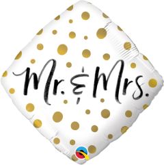 Standard Mr. & Mrs. Gold Dots folijski balona