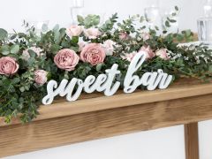 Wooden Inscription Sweet bar White