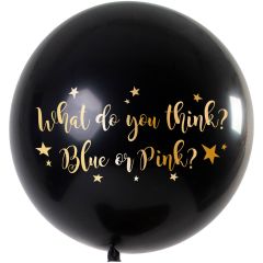 Latex Balloon Gender Reveal Girl Metallic Black 90cm