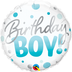 Bday Boy Blue Dots folijski balon