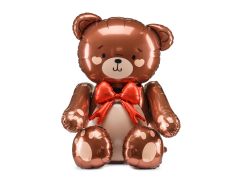 Maxi Sitting Bear with bow Brown folijski balon