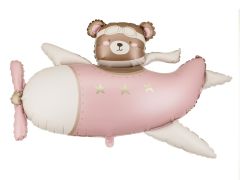 Maxi Bear in Airplane light pink folijski balon 94x61 cm