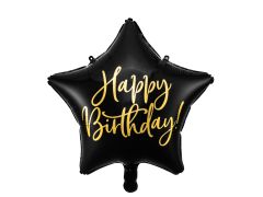 Standard Happy Birthday black Star folijski balon