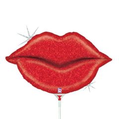Mini Glitter Lips folijski balon na štapiću