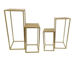 Set kvadratnih metalnih stolića 4/1 gold