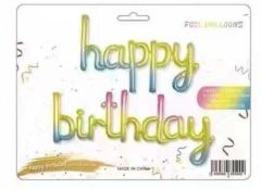 Folija balon napis Happy Birthday Rainbow