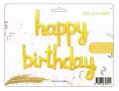 Folijski balon natpis Happy Birthday Gold