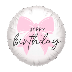 Standard HappyBirthDay macaron pink bow folijski balon 