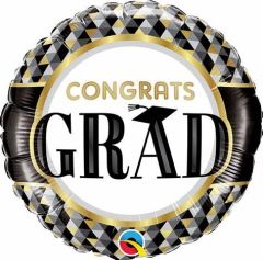 Mini Grad Black&Gold pattern folijski balon na štapiću