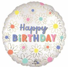Standard Satin Daisies Happy Birthday folijski balon