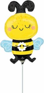 Mini Happy Bee folijski balon na štapiću