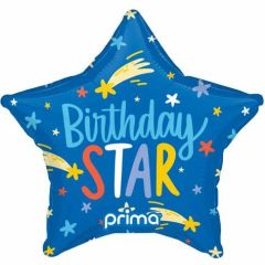 Mini Birthday Star Blue  folijski balon na štapiću