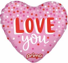Mini Heart Love You Confetti folijski balon na štapiću