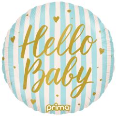 Standard Hello Baby Blue Stripes folijski balon 