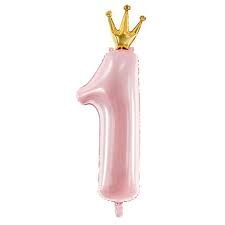 Folijski broj 1 pink s krunicom 