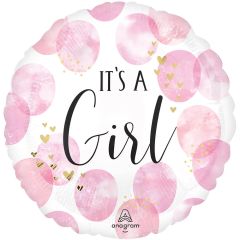 Standard Baby Girl Pink Watercolor folijski balon