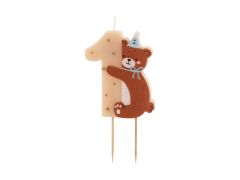 Birthday Candle Number 1 with Teddy Bear mix 7 cm