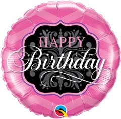 Standard Bday Pink & Black folijski balona
