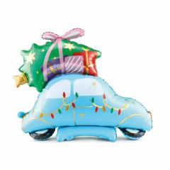 Standing Christmas Car Blue folijski balon