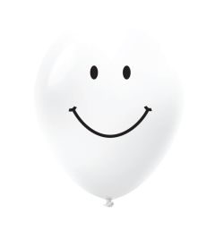 Latex baloni 28 cm Smile Face White
