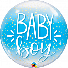 Bubble Baby Boy Blue & Confetti Dots pvc balon