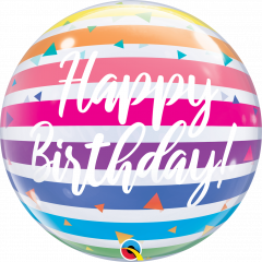 Bubble Bday Bright Rainbow Stripes pvc balon