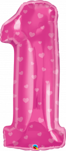 Folijski balon broj 1 Pink Hearts 