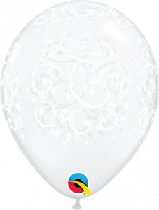 Lateks baloni 13cm Filigree&Hearts DC 