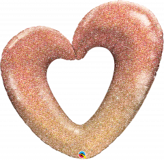 Maxi Rose Gold Glitter Ombre Heart folijski balon
