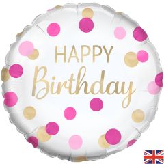 Standard Pink & Gold Confetti Birthday folijski balon