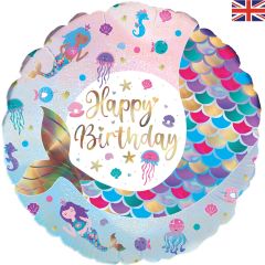 Standard Shimmering Mermaid Birthday Iridescent folijski balon